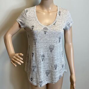 St. Tropez West 100% linen hot air balloon print tee size XS